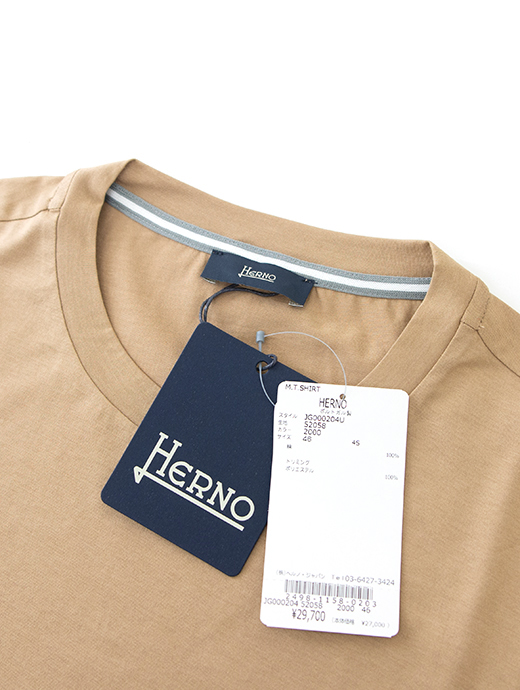 HERNO/ヘルノ　半袖カットソー/Tシャツ/シルケットコットン　her480803-ライトブラウン