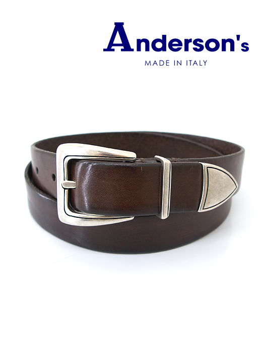 再入荷しました Andersons/アンダーソンズ レザーベルト/プンターレ and501802-ダークブラウン