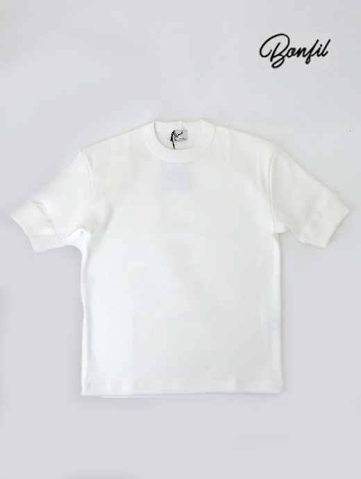 Bonfil/ボンフィル クルーネックリブTシャツ bof520401-ホワイト