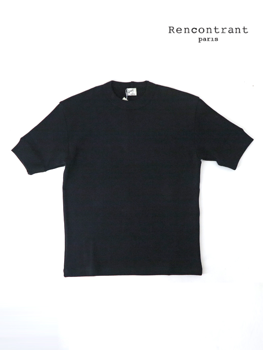 Bonfil/ボンフィル クルーネックリブTシャツ bof520402-ブラック