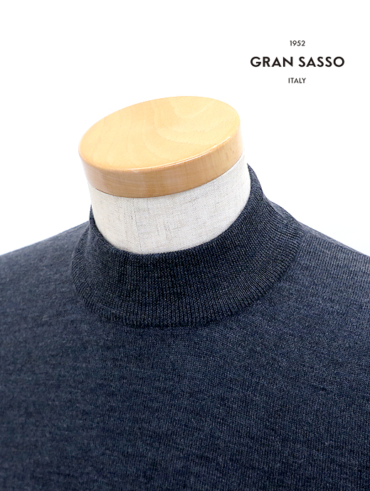 Gran Sasso/グランサッソ モックネックニット 12G メリノウール gra521403-チャコール