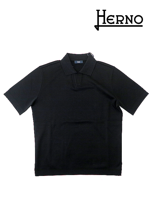 HERNO/ヘルノ コットンポロシャツ her520802-ブラック