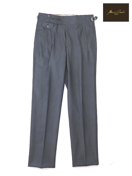 Massimo Corrado/マッシモ・コラード ウール/ベルトレストラウザーズ mac520206-グレーネイビー