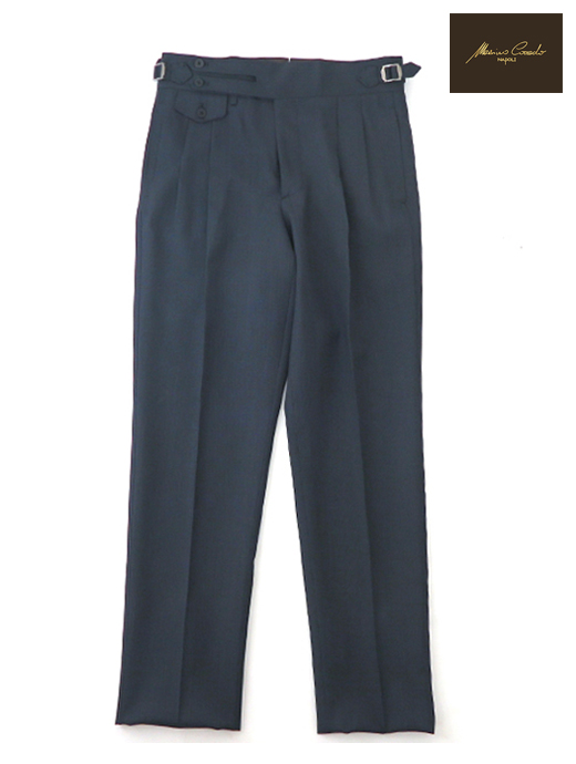 Massimo Corrado/マッシモ・コラード ウールナイロン/ベルトレストラウザーズ mac520207-ネイビーグレー