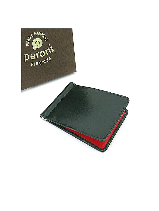 Peroni/ペローニ カードケース付きマネークリップ per402010-グリーン×チェリー