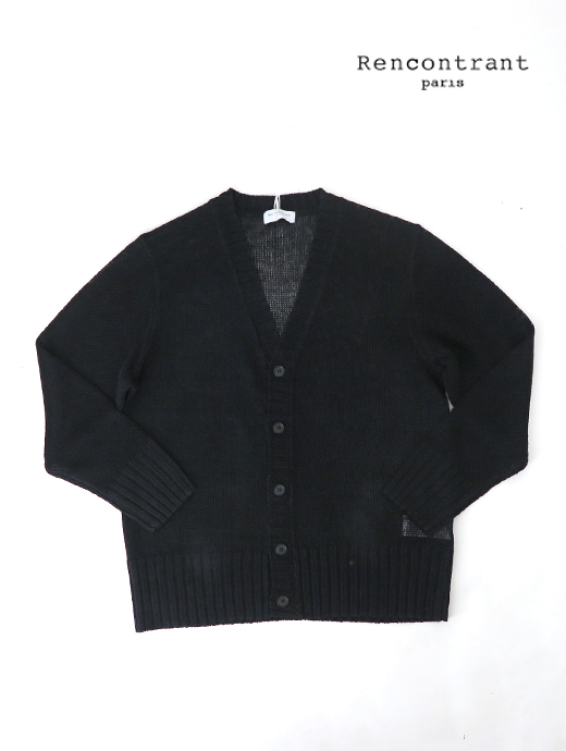 RENCONTRANT/レンコントラント リネンカーディガン rct520202-ブラック