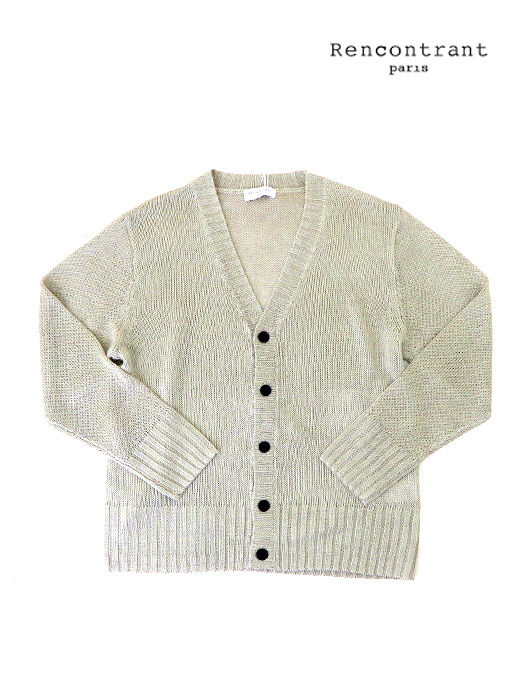 RENCONTRANT/レンコントラント リネンカーディガン rct520203-ベージュ