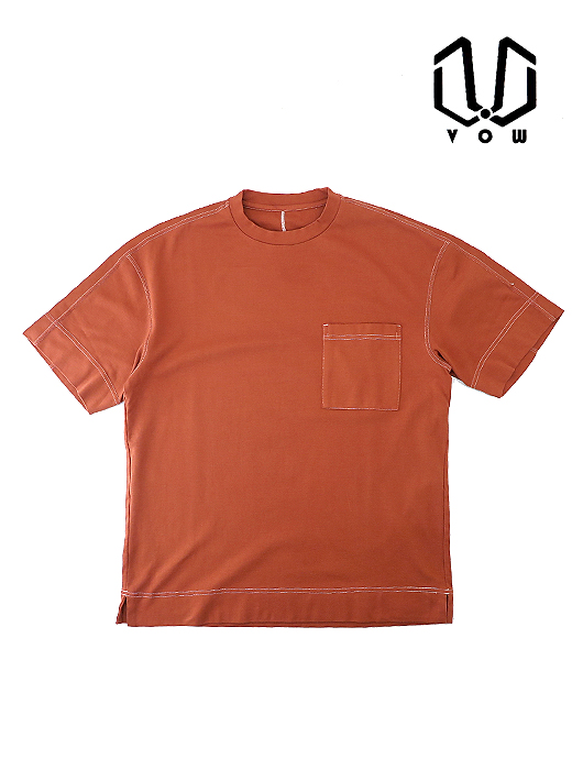 VOW/ボウ カシミヤライクコットンTシャツ/クルーネック vow521003-ブリック
